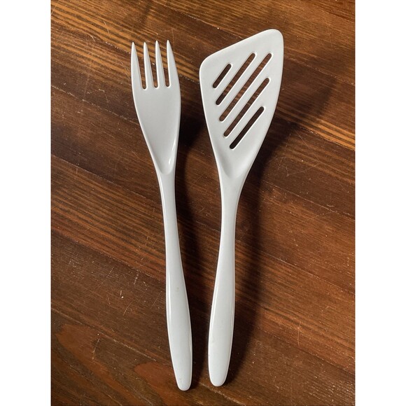 Vintage Melamine HutZler Rosti Design Made Thailand Serving Fork Spatula White - Picture 1 of 7